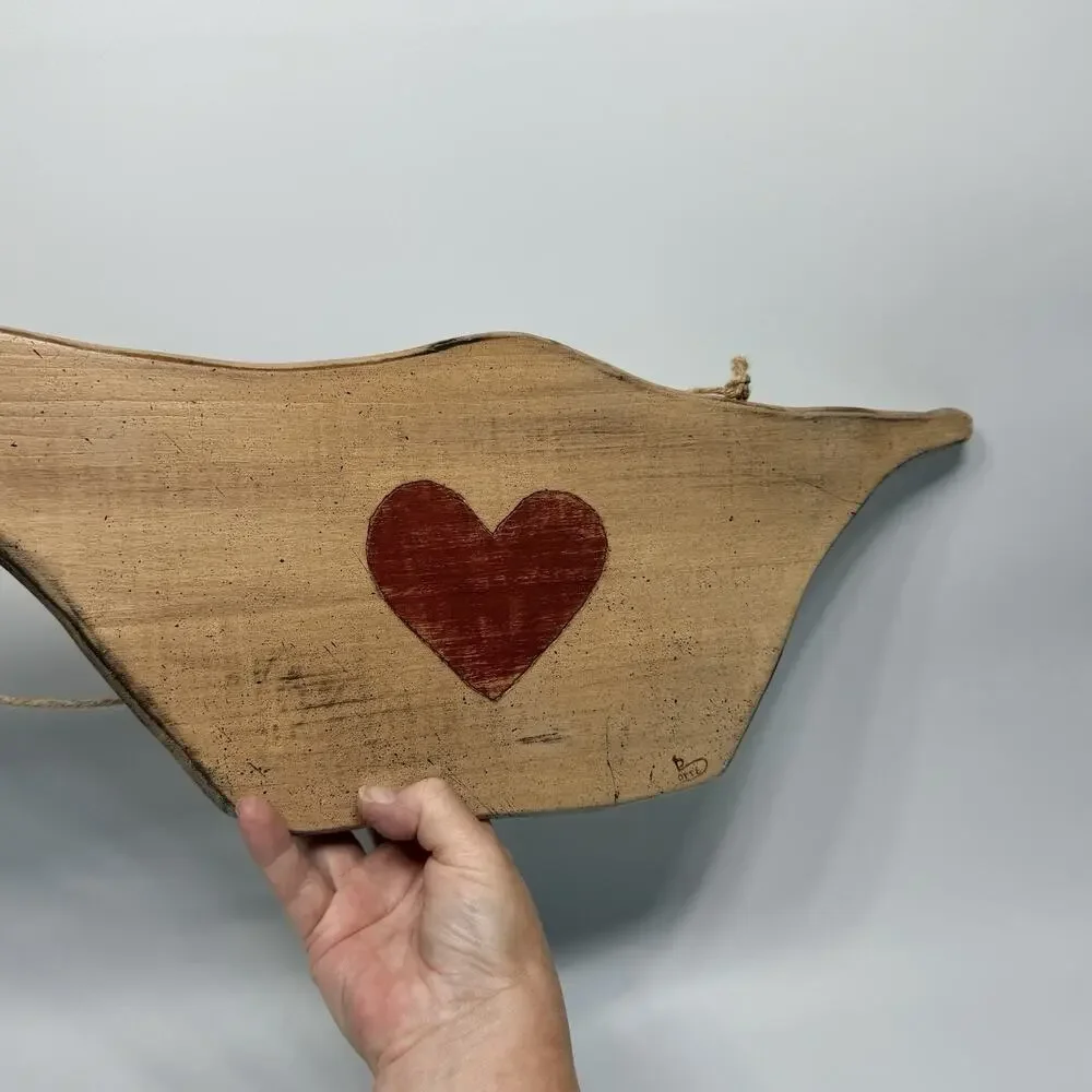Large Farmhouse Wood Country Goose Duck Wall Decor Sign Hand Painted Heart 34